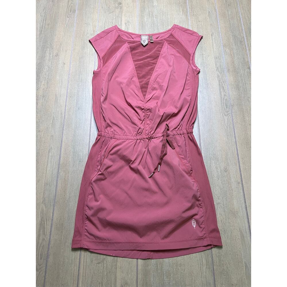 Indygena Dress Women’s Small Pink Active Travel Sleeveless Stretch Drawstring